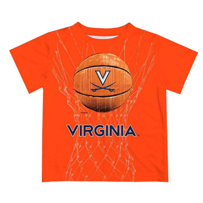 Virginia Cavaliers UVA Original Dripping Basketball Orange T-Shirt by Vive La Fete