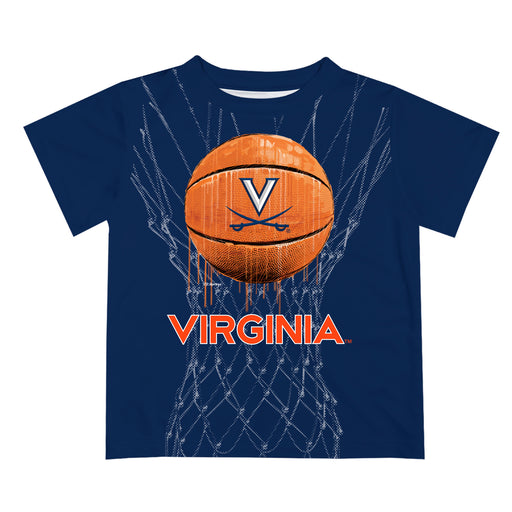 Virginia Cavaliers UVA Original Dripping Basketball Blue T-Shirt by Vive La Fete