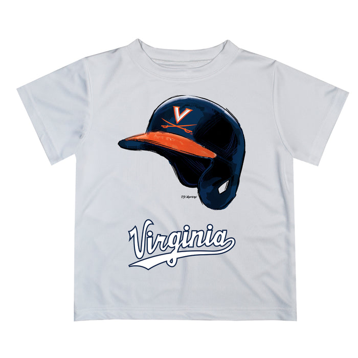 Virginia Cavaliers UVA Original Dripping Baseball Helmet White T-Shirt by Vive La Fete