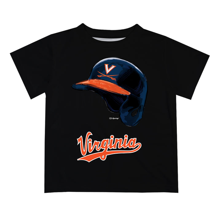 Virginia Cavaliers UVA Original Dripping Baseball Helmet Black T-Shirt by Vive La Fete