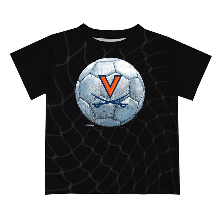 Virginia Cavaliers UVA Original Dripping Soccer Black T-Shirt by Vive La Fete