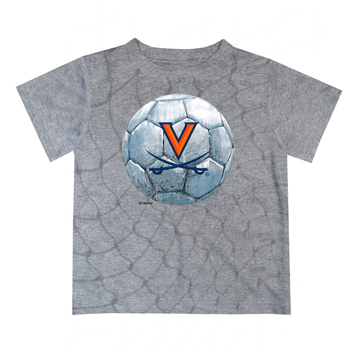 Virginia Cavaliers UVA Original Dripping Soccer Heather Gray T-Shirt by Vive La Fete