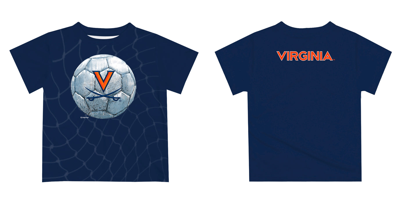 Virginia Cavaliers UVA Original Dripping Soccer Blue T-Shirt by Vive La Fete - Vive La Fête - Online Apparel Store