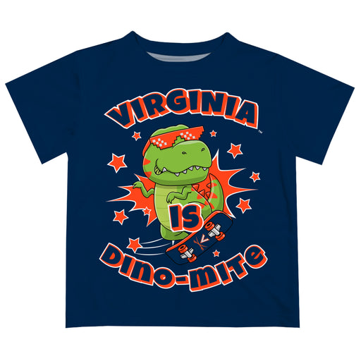 Virginia Cavaliers UVA Vive La Fete Dino-Mite Boys Game Day Blue Short Sleeve Tee