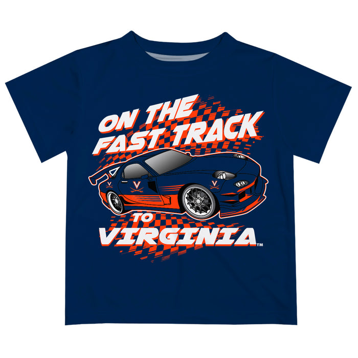 Virginia Cavaliers UVA Vive La Fete Fast Track Boys Game Day Blue Short Sleeve Tee