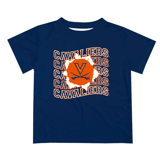 Virginia Cavaliers UVA Vive La Fete  Blue Art V1 Short Sleeve Tee Shirt