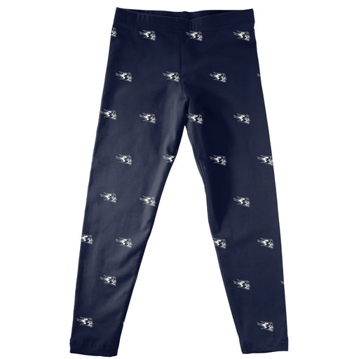 Wisconsing Stout Blue Devils Vive La Fete Girls Game Day All Over Logo Elastic Waist Classic Play Navy Leggings Tights