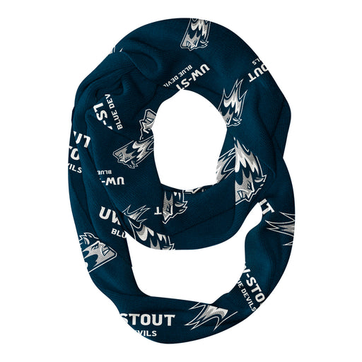 UW Wisconsin Stout Blue Devils Vive La Fete Repeat Logo Game Day Collegiate Women Light Weight Ultra Soft Infinity Scarf