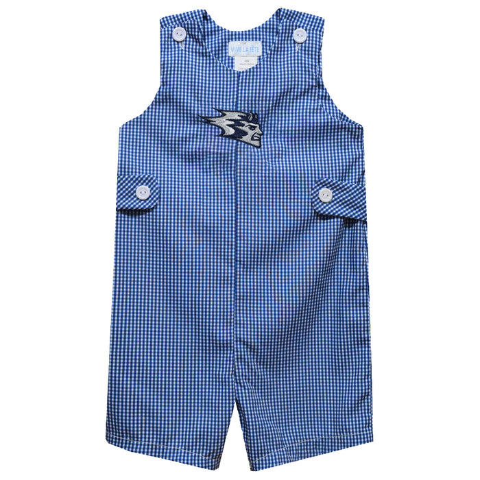 University of Wisconsin Stout Blue Devils UW Embroidered Royal Gingham Boys Jon Jon
