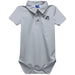 University of Wisconsin Stout Blue Devils UW Embroidered Gray Solid Knit Polo Onesie