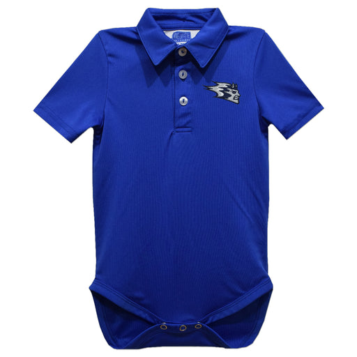 University of Wisconsin Stout Blue Devils UW Embroidered Royal Solid Knit Polo Onesie