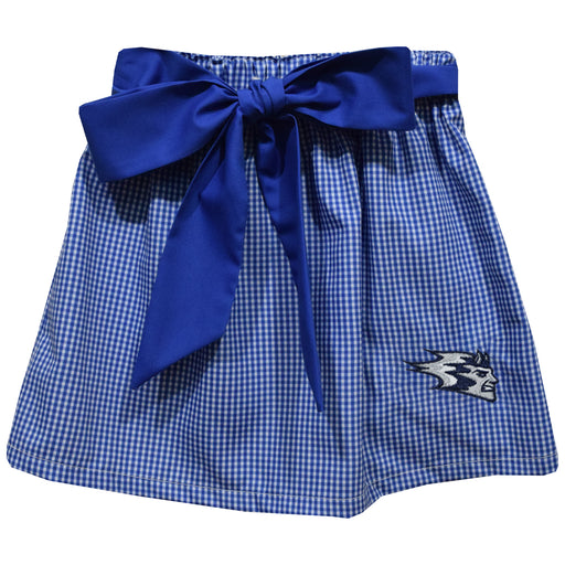 University of Wisconsin Stout Blue Devils UW Embroidered Royal Gingham Skirt With Sash