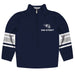 UW Wisconsin Stout Blue Devils Vive La Fete Game Day Navy Quarter Zip Pullover Stripes on Sleeves