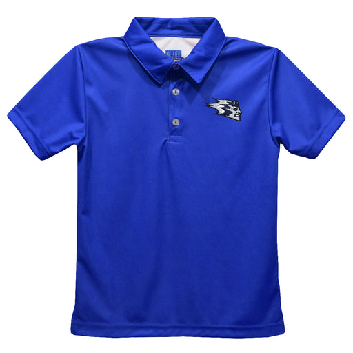 University of Wisconsin Stout Blue Devils UW Embroidered Royal Short Sleeve Polo Box Shirt