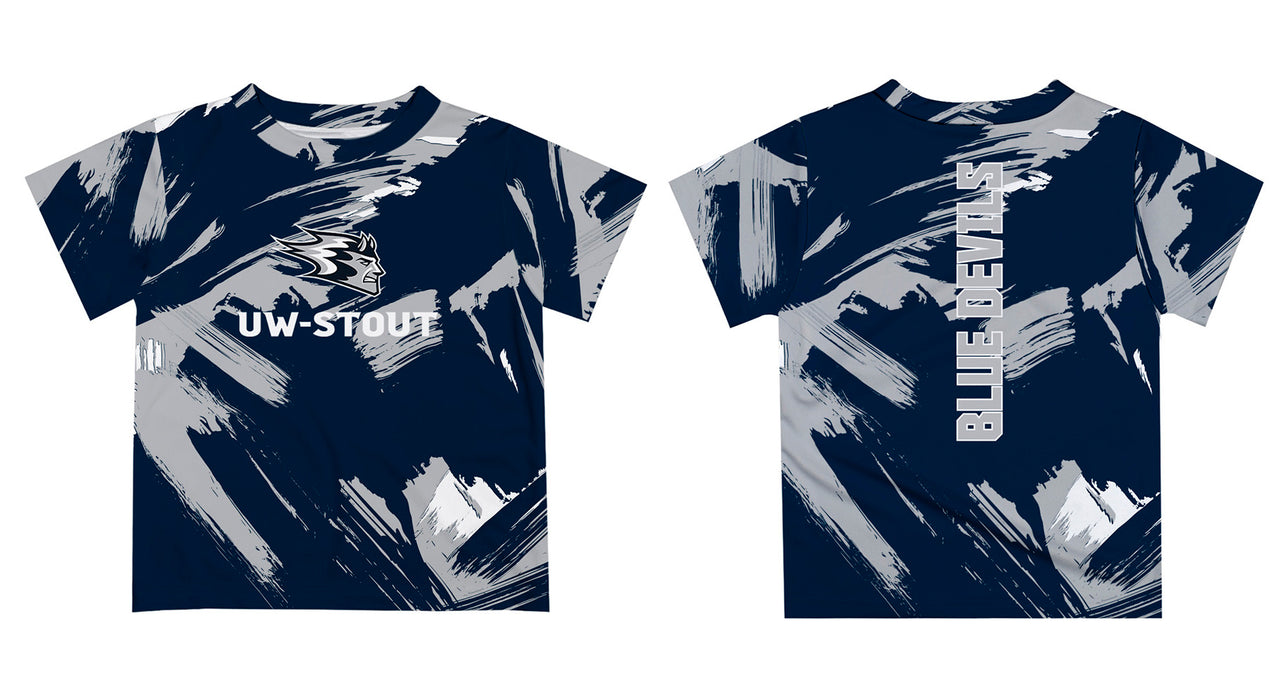 University of Wisconsin Stout Blue Devils UW  Vive La Fete Boys Game Day Navy Short Sleeve Tee Paint Brush - Vive La Fête - Online Apparel Store