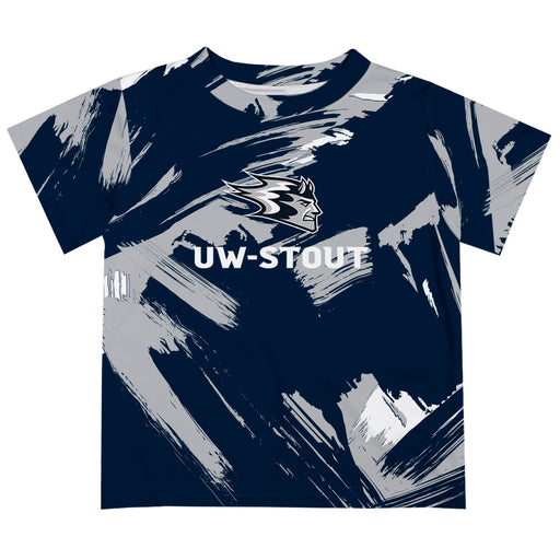 University of Wisconsin Stout Blue Devils UW  Vive La Fete Boys Game Day Navy Short Sleeve Tee Paint Brush