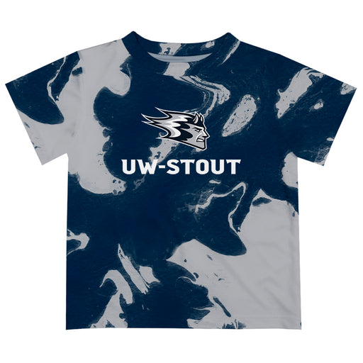 University of Wisconsin Stout Blue Devils UW  Vive La Fete Marble Boys Game Day Navy Short Sleeve Tee