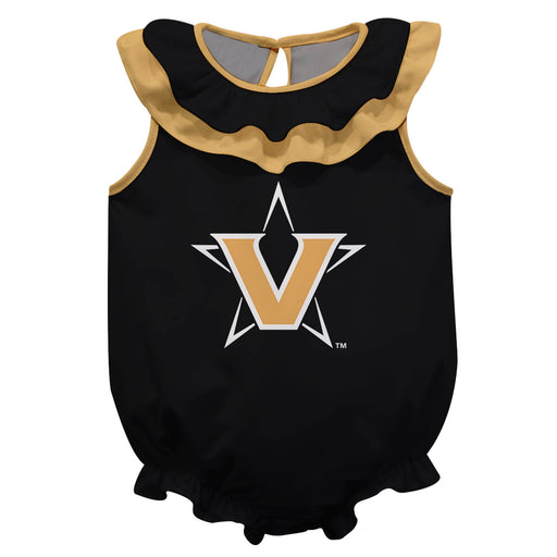 Vanderbilt University Commodores Black Sleeveless Ruffle Onesie Logo Bodysuit