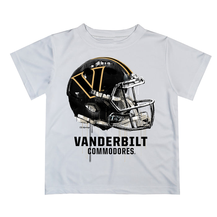 Vanderbilt University Commodores Original Dripping Football Helmet White T-Shirt by Vive La Fete