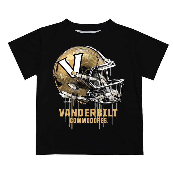 Vanderbilt University Commodores Original Dripping Football Helmet Black T-Shirt by Vive La Fete