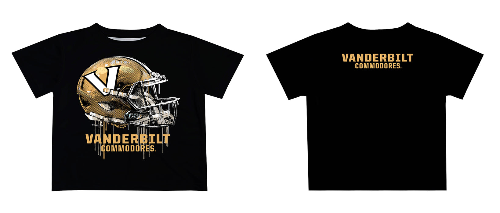 Vanderbilt University Commodores Original Dripping Football Helmet T-Shirt by Vive La Fete - Vive La Fête - Online Apparel Store