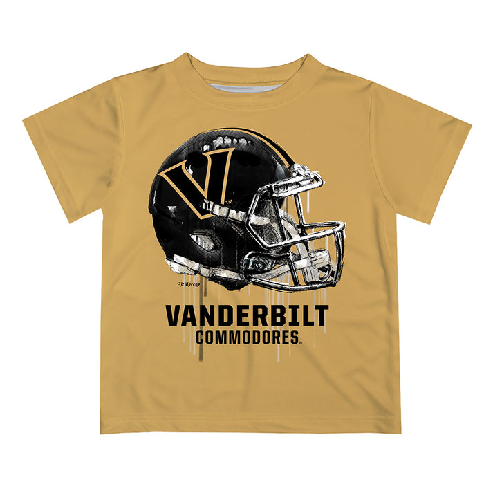 Vanderbilt University Commodores Original Dripping Football Helmet Gold T-Shirt by Vive La Fete