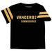 Vanderbilt University Commodores Vive La Fete Boys Game Day Black Short Sleeve Tee with Stripes on Sleeves