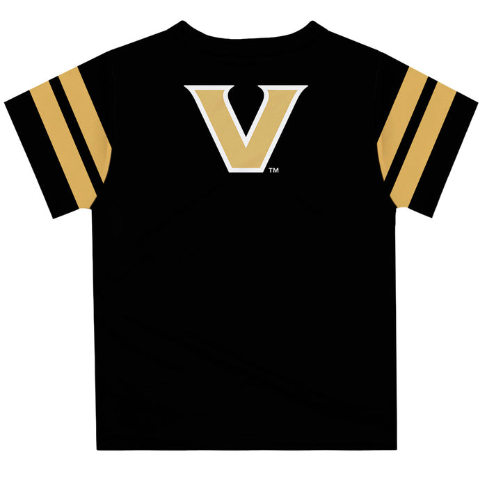 Vanderbilt University Commodores Vive La Fete Boys Game Day Black Short Sleeve Tee with Stripes on Sleeves - Vive La Fête - Online Apparel Store