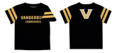 Vanderbilt University Commodores Vive La Fete Boys Game Day Black Short Sleeve Tee with Stripes on Sleeves - Vive La Fête - Online Apparel Store