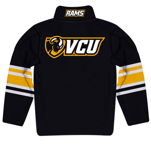 VCU Rams Virginia Commonwealth University Vive La Fete Game Day Black Quarter Zip Pullover Stripes on Sleeves - Vive La Fête - Online Apparel Store