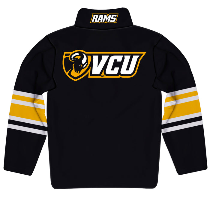 VCU Rams Virginia Commonwealth University Vive La Fete Game Day Black Quarter Zip Pullover Stripes on Sleeves - Vive La Fête - Online Apparel Store