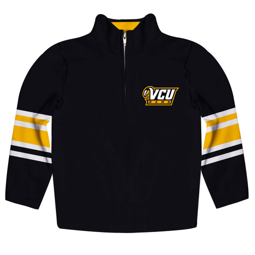 VCU Rams Virginia Commonwealth University Vive La Fete Game Day Black Quarter Zip Pullover Stripes on Sleeves - Vive La Fête - Online Apparel Store