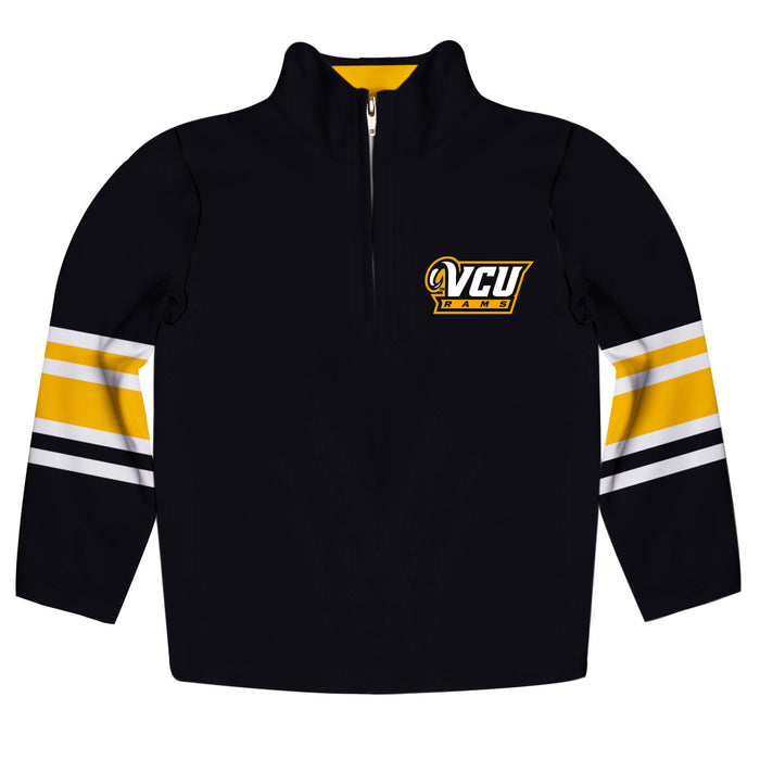 VCU Rams Virginia Commonwealth University Vive La Fete Game Day Black Quarter Zip Pullover Stripes on Sleeves - Vive La Fête - Online Apparel Store