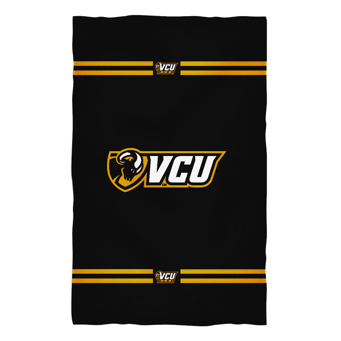 VCU Rams Virginia Commonwealth University Game Day Absorvent Premium Black Beach Bath Towel 51 x 32" Logo and Stripes" - Vive La Fête - Online Apparel Store