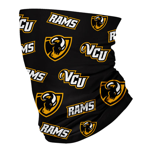 VCU Rams Virginia Commonwealth University Neck Gaiter Black All Over Logo - Vive La Fête - Online Apparel Store