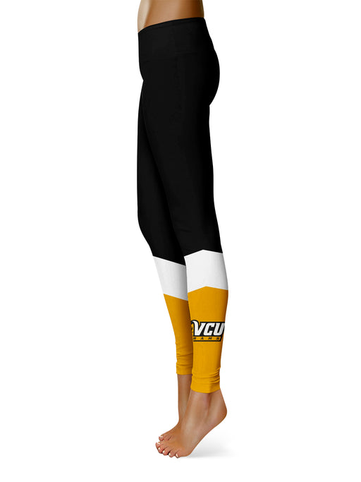 VCU Rams Virginia Commonwealth U Vive la Fete Game Day Collegiate Ankle Color Block Women Black Gold Yoga Leggings - Vive La Fête - Online Apparel Store