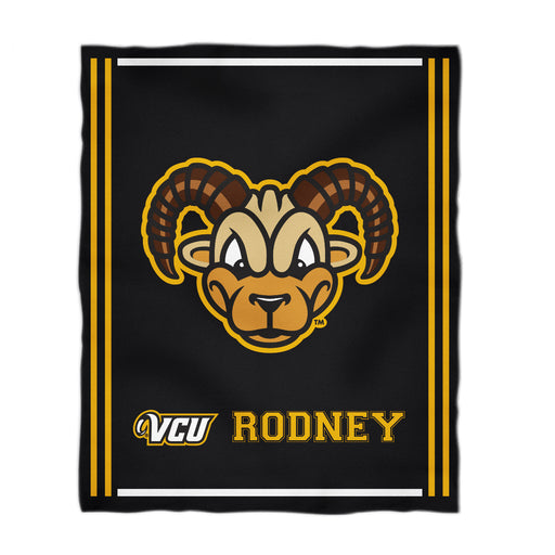 VCU Rams Virginia Commonwealth University Vive La Fete Kids Game Day Black Plush Soft Minky Blanket 36 x 48 Mascot