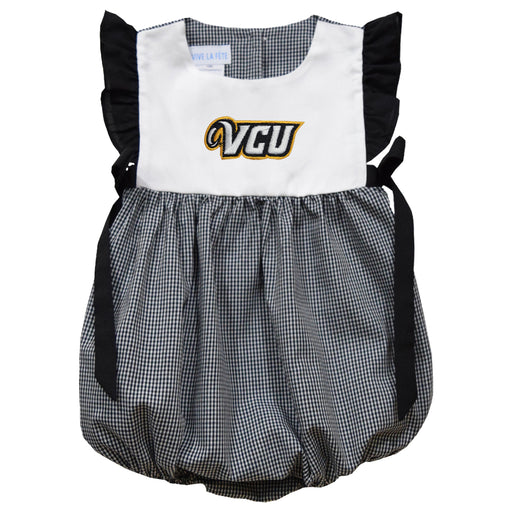 VCU Rams Virginia Commonwealth University Embroidered Black Gingham Girls Bubble
