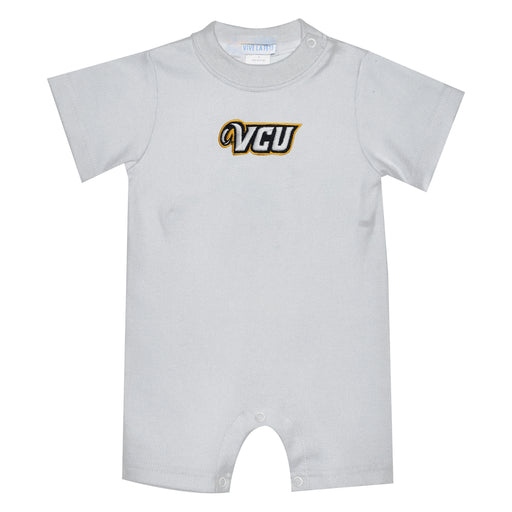 VCU Rams Virginia Commonwealth University Embroidered White Knit Short Sleeve Boys Romper