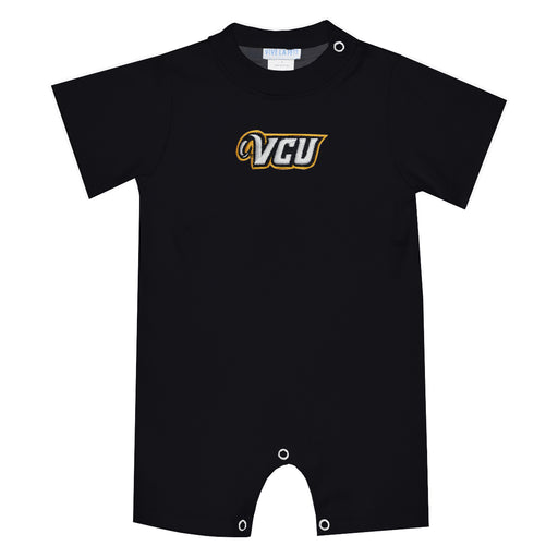 VCU Rams Virginia Commonwealth University Embroidered Black Knit Short Sleeve Boys Romper