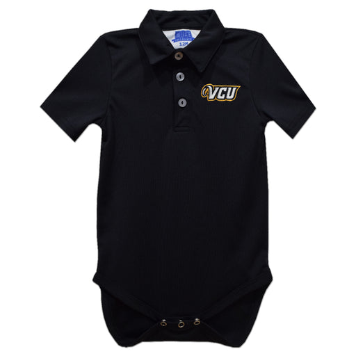 VCU Rams Virginia Commonwealth University Embroidered Black Solid Knit Polo Onesie