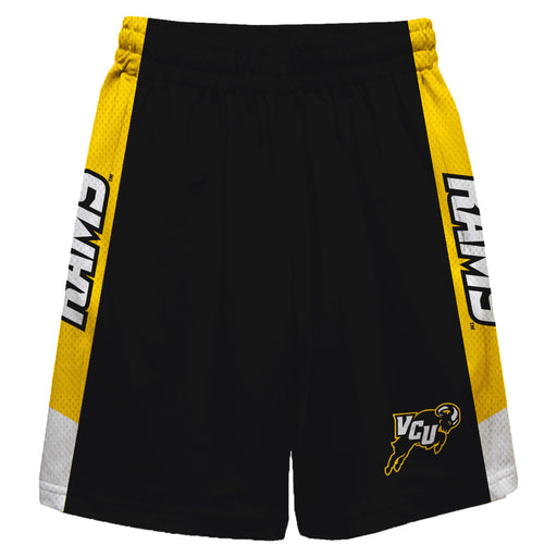 VCU Rams Virginia Commonwealth Vive La Fete Game Day Black Stripes Boys Solid Gold Athletic Mesh Short