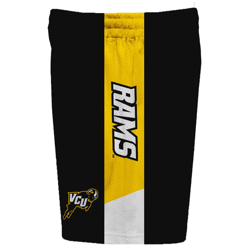 VCU Rams Virginia Commonwealth Vive La Fete Game Day Black Stripes Boys Solid Gold Athletic Mesh Short - Vive La Fête - Online Apparel Store