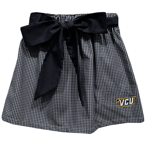 VCU Rams Virginia Commonwealth University Embroidered Black Gingham Skirt With Sash