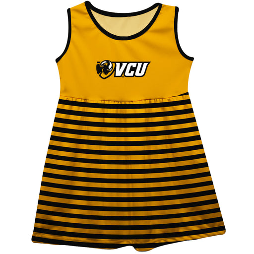 VCU Rams Virginia Commonwealth U Vive La Fete Girls Game Day Sleeveless Tank Dress Solid Gold Logo Stripes on Skirt