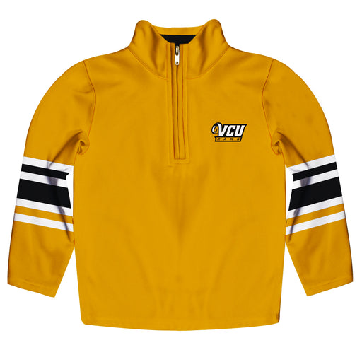 VCU Rams Virginia Commonwealth U Vive La Fete Game Day Gold Quarter Zip Pullover Stripes on Sleeves
