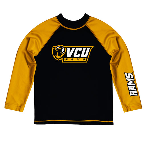 VCU Rams Virginia Commonwealth U Vive La Fete Black and Gold Long Sleeve Raglan Rashguard