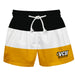 VCU Rams Virginia Commonwealth U Vive La Fete Black White Gold Stripes Swimtrunks V1