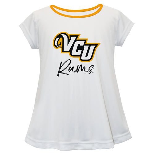 VCU Rams Virginia Commonwealth U Vive La Fete Girls Game Day Short Sleeve White Top with School Logo and Name