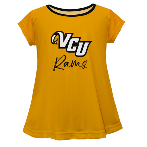VCU Rams Virginia Commonwealth U Vive La Fete Girls Game Day Short Sleeve Gold Top with School Logo and Name